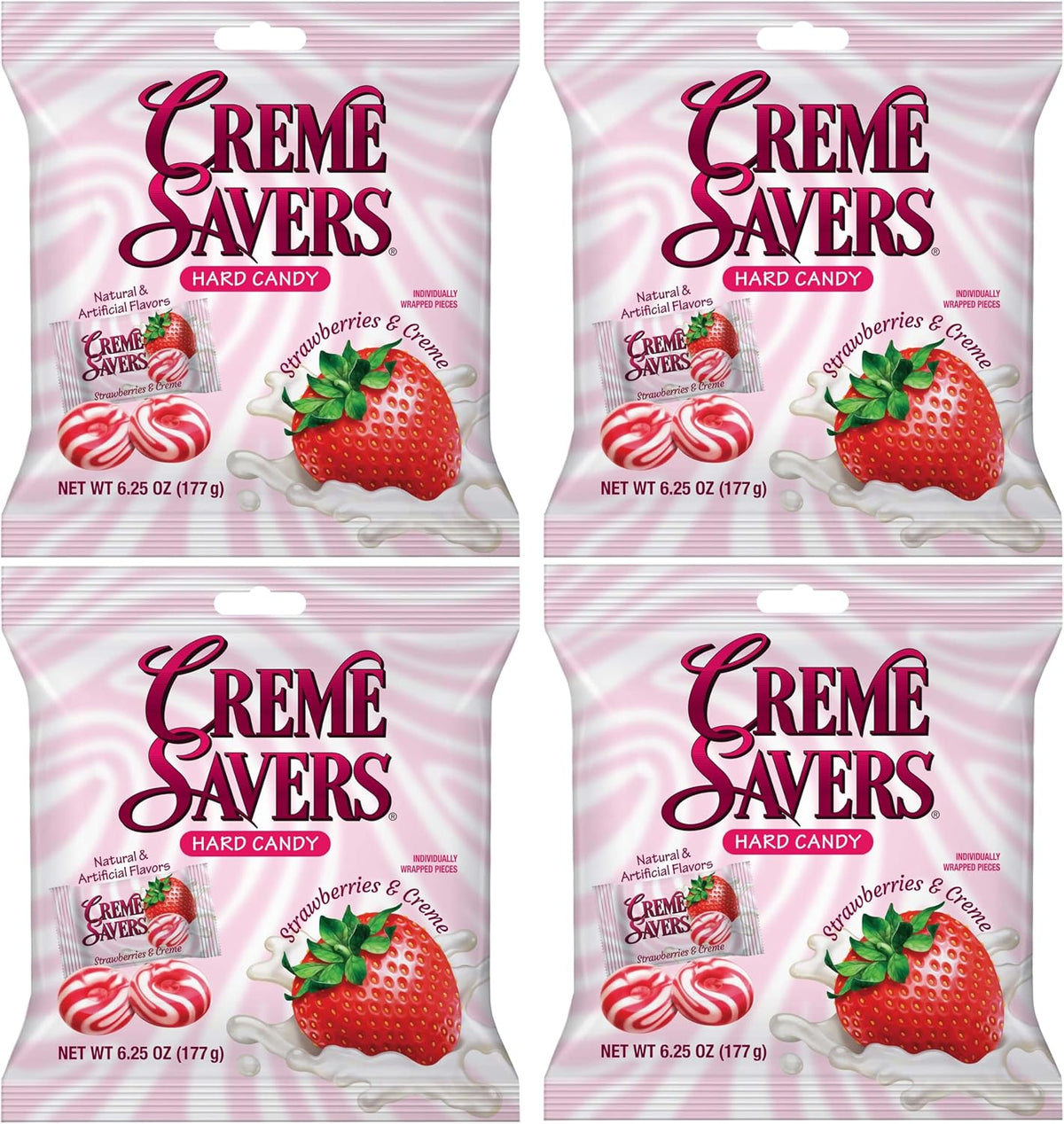 Cream Savers Strawberries and Cream hard candy in a bowl