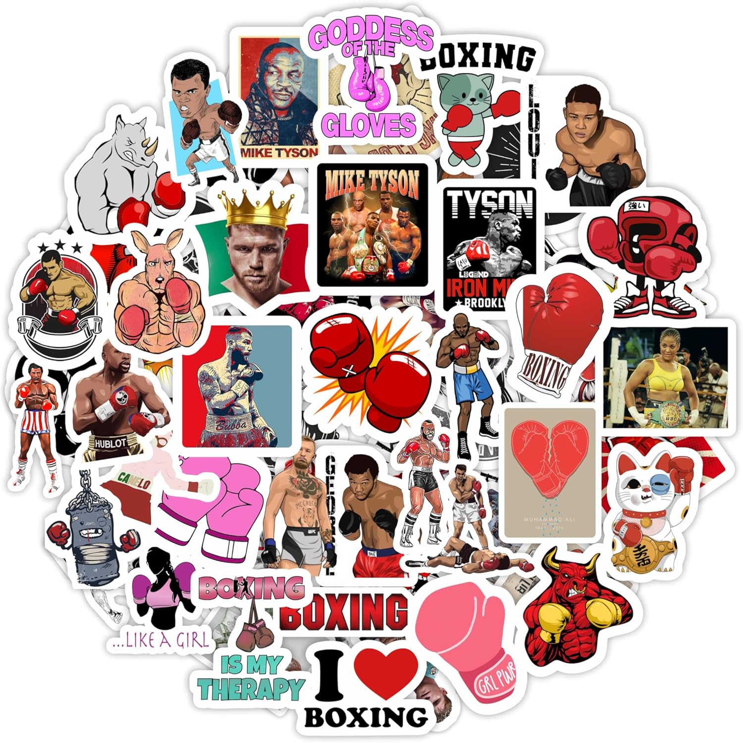 BulbaCraft boxing sticker pack featuring various fighter designs