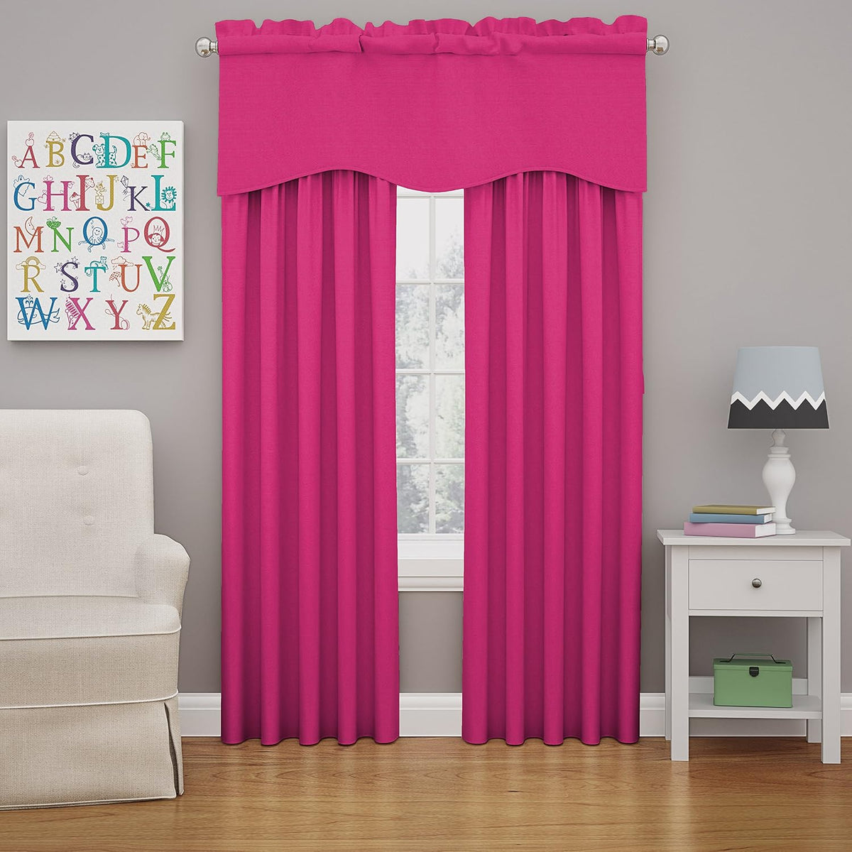 Eclipse raspberry window valance fabric close up