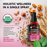 NutraHarmony organic vitamin b spray ingredients and directions panel