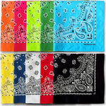 The Peacock Crew premium cotton bandanas front view showing classic paisley design