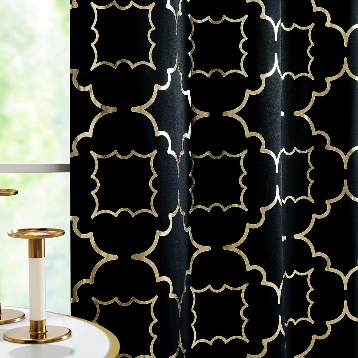 Grey Blackout Window Curtains 108 Inch Long for Bedroom Living Room Grommet | Room Darkening Foil Gold Black out, Modern Metallic Print Thermal Insulated Drapes Privacy Protection Curtains, 2 Panels - Image 12