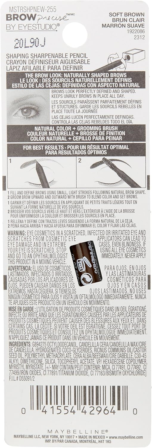Maybelline Brow Precise pencil showing the grooming spoolie end