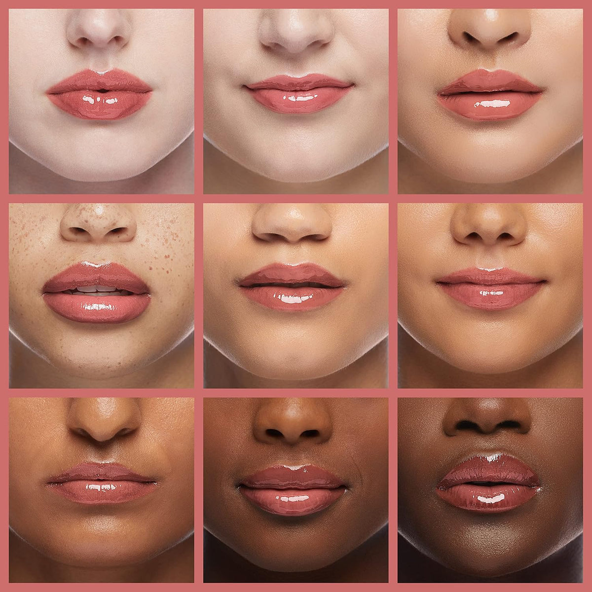 Milani Luminoso sheer lip gloss swatch on fair skin tone