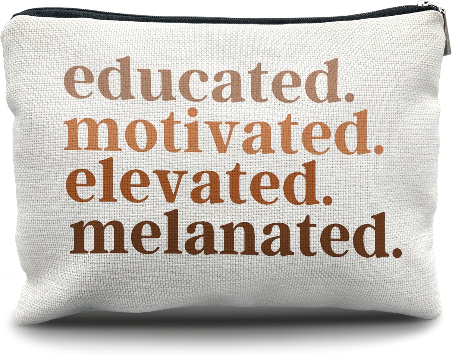 Nogrit Black Women Makeup Bag front view with empowering typography