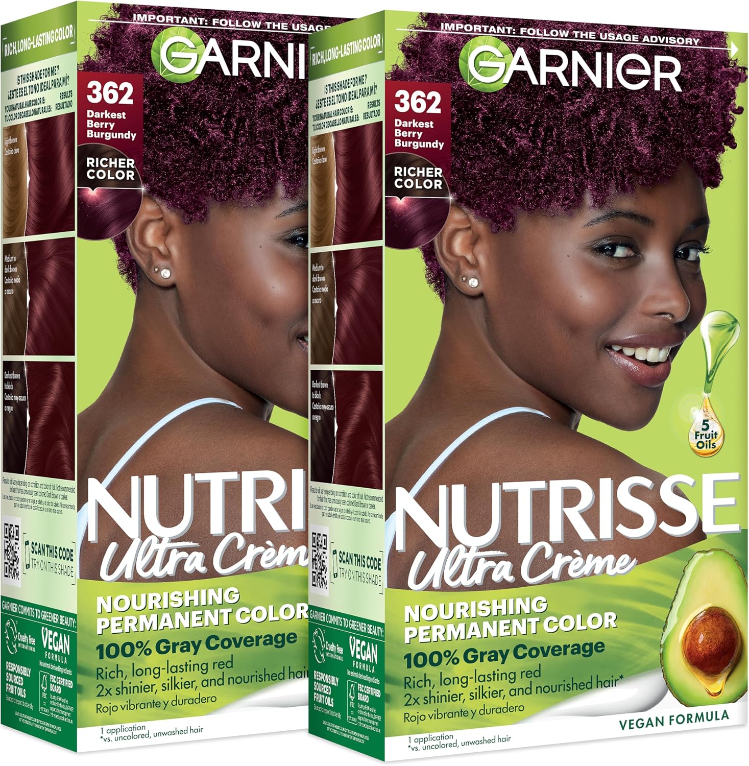Garnier Nutrisse Ultra Crème hair color front view packaging