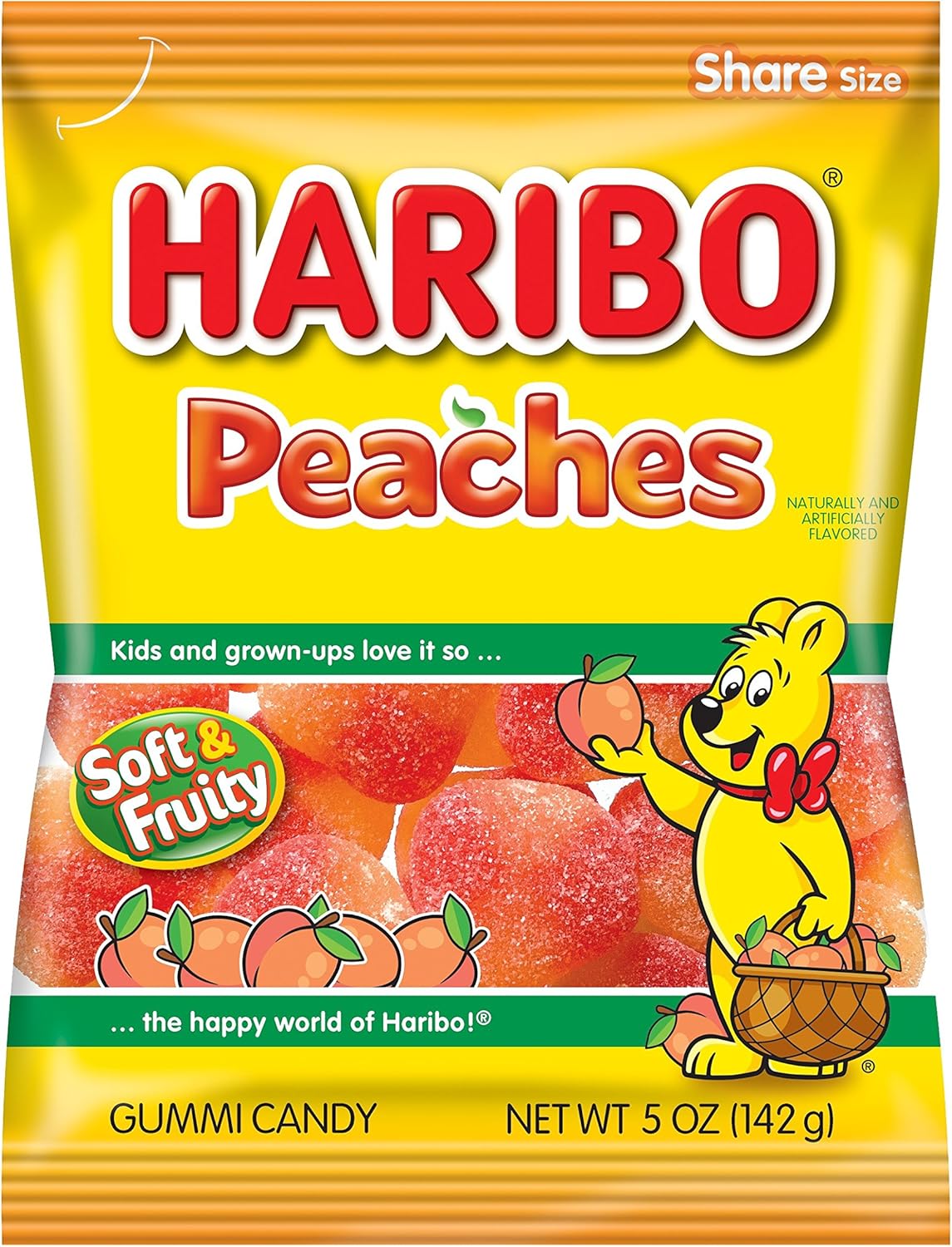 Sugar coated extra sour gummy noodles from Haribo confectionery close up view