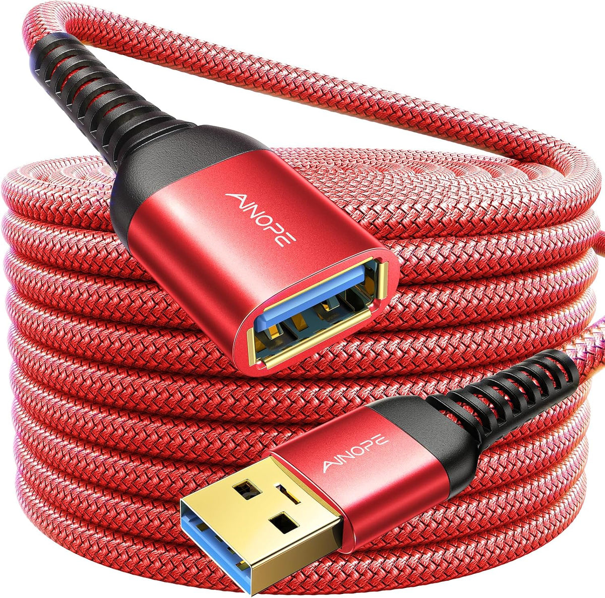 AINOPE USB Extension Cable,USB Extender,USB 3.0 Extension Cable, Male to Female Cord High Data Transfer Compatible with Webcam,USBKeyboard,Flash Drive,Hard Drive,Printer,20FT,Grey - Image 12
