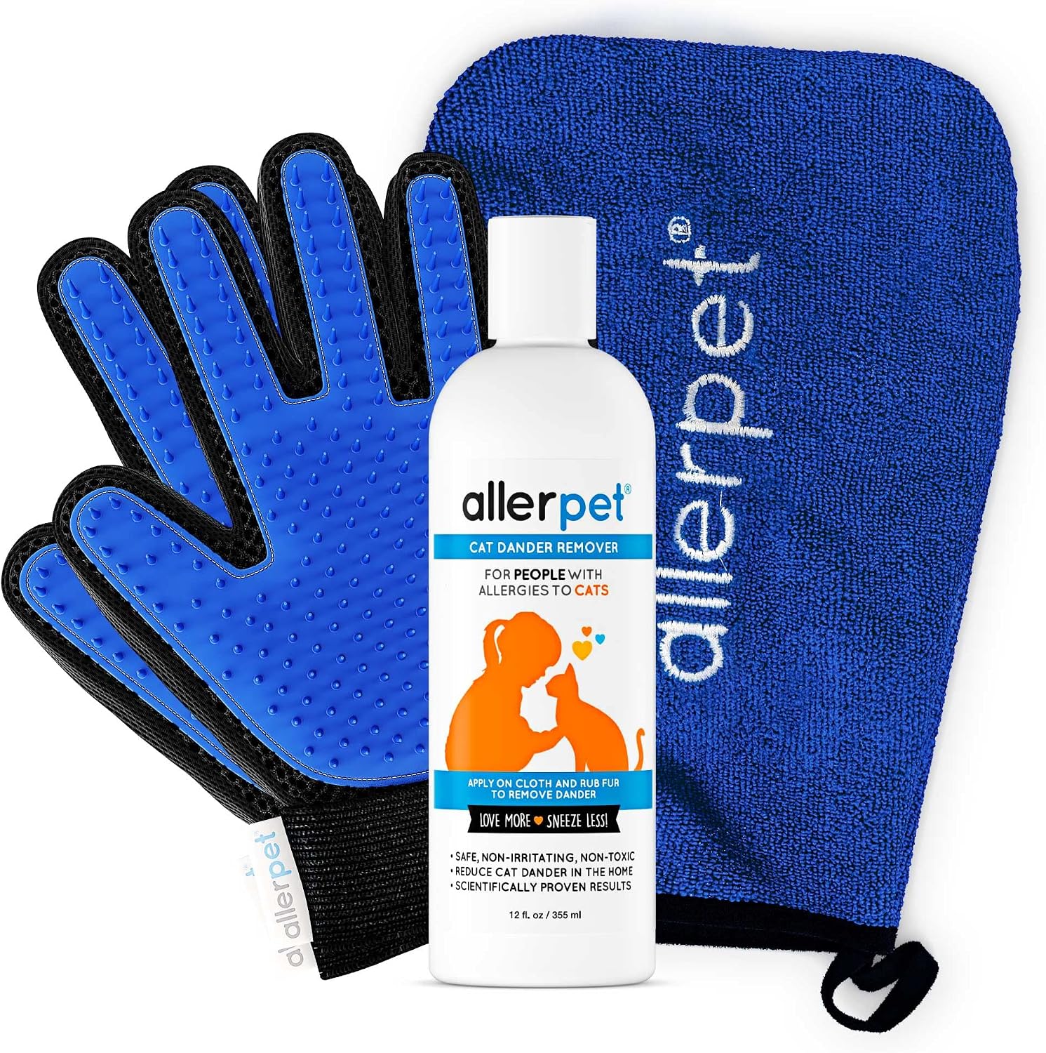 Allerpet Cat Dander Remover twelve ounce bottle front view for pet allergy relief.