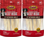 Durable beef hide dog chew rolls back label view