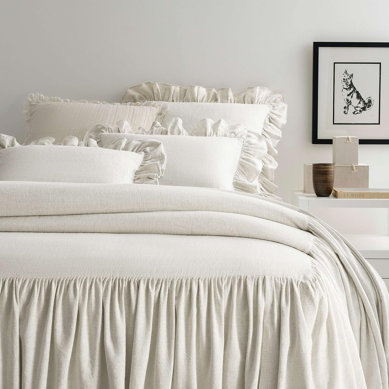 Pine Cone Hill Wilton natural king size bedspread front view