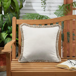 Sorra Home Sunbrella pillow canvas natural and taupe angle view
