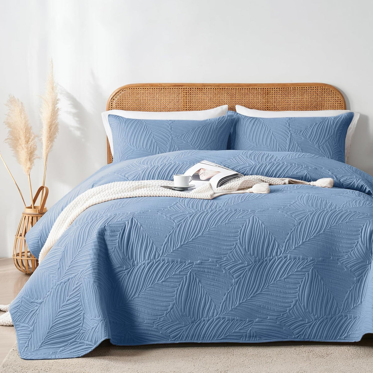 OARAGE Twin Quilt Bedding Set Soft Lightweight Black Bedspread with Leaf Pattern Ultrasonic Microfiber Bed Coverlet for All Season (1 Quilt,1 Sham) - Image 11