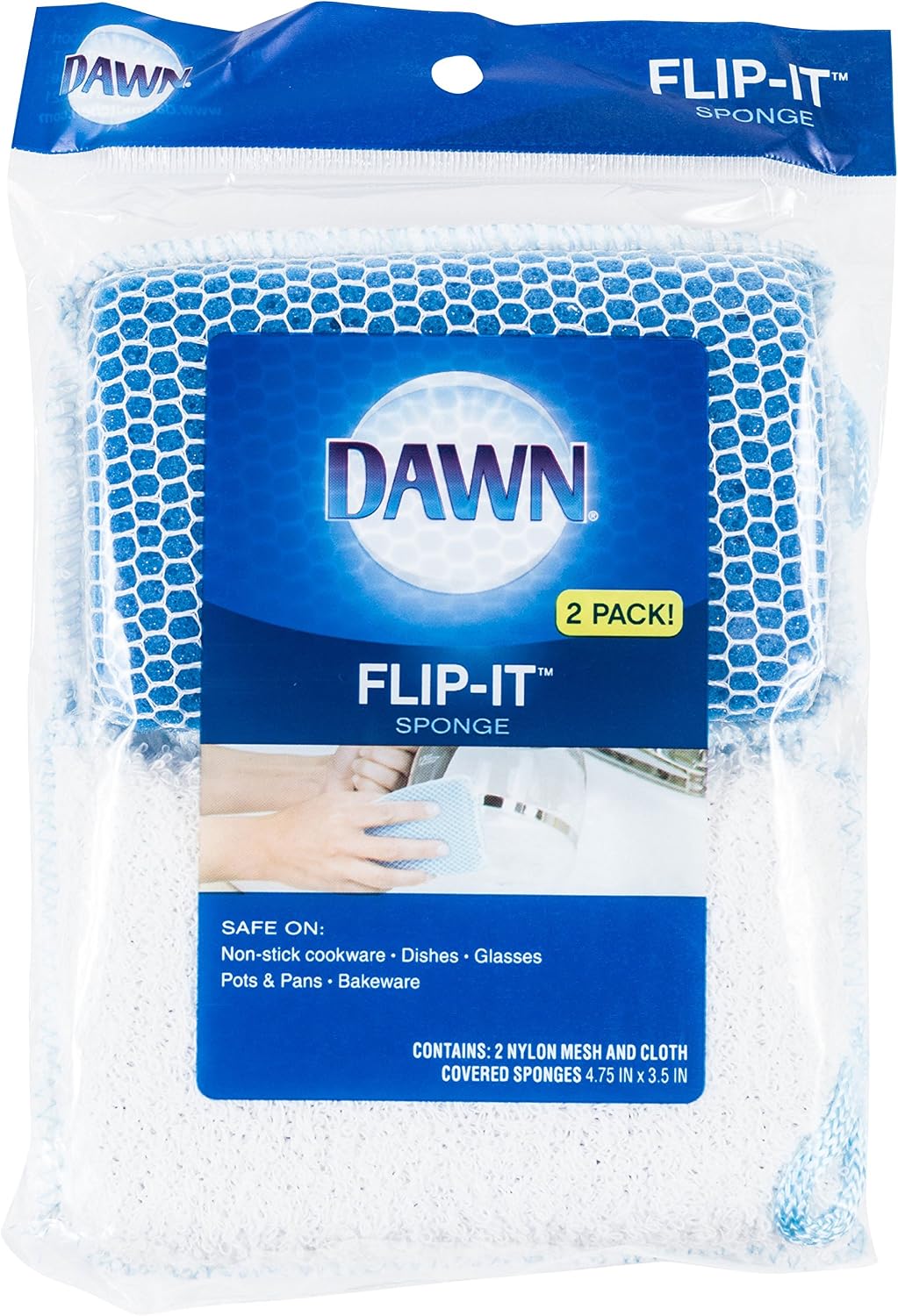 Dawn Flip It Sponge dual sided nylon mesh and terry cloth scrubber