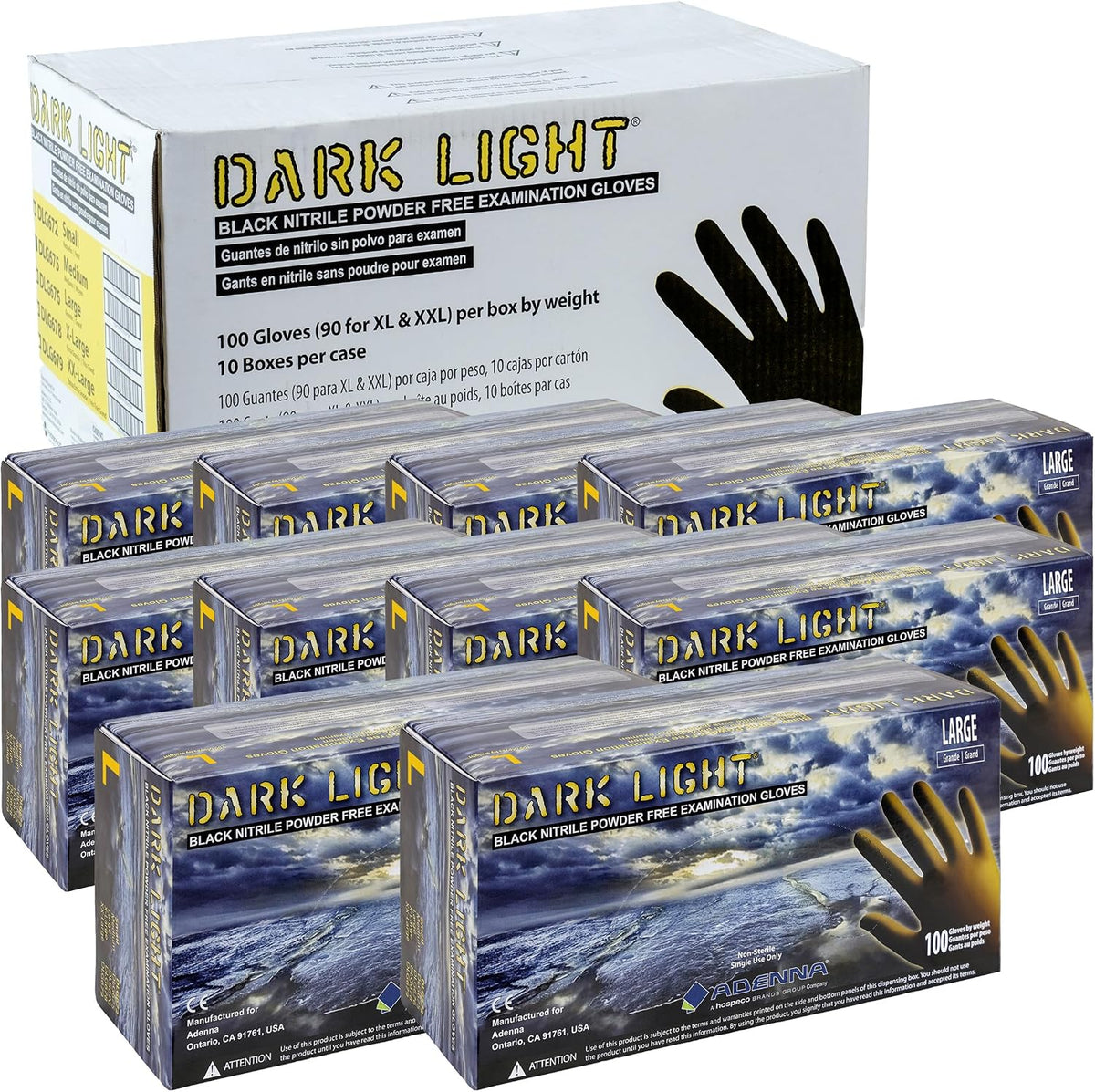 Adenna DLG678 Dark Light 9 mil Nitrile Powder Free Exam Gloves (Black, X-Large) Box of 90 - Image 11