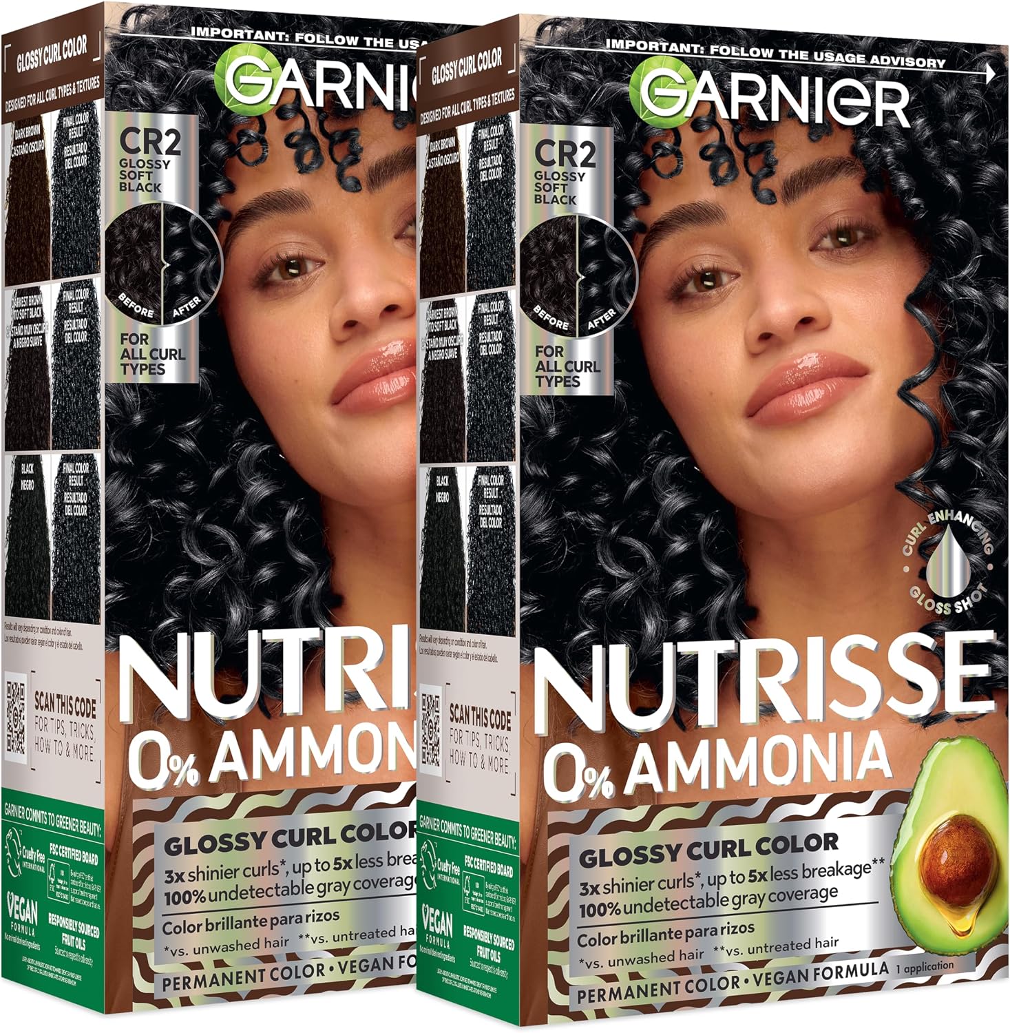 Garnier Nutrisse Glossy Soft Black hair dye front view packaging