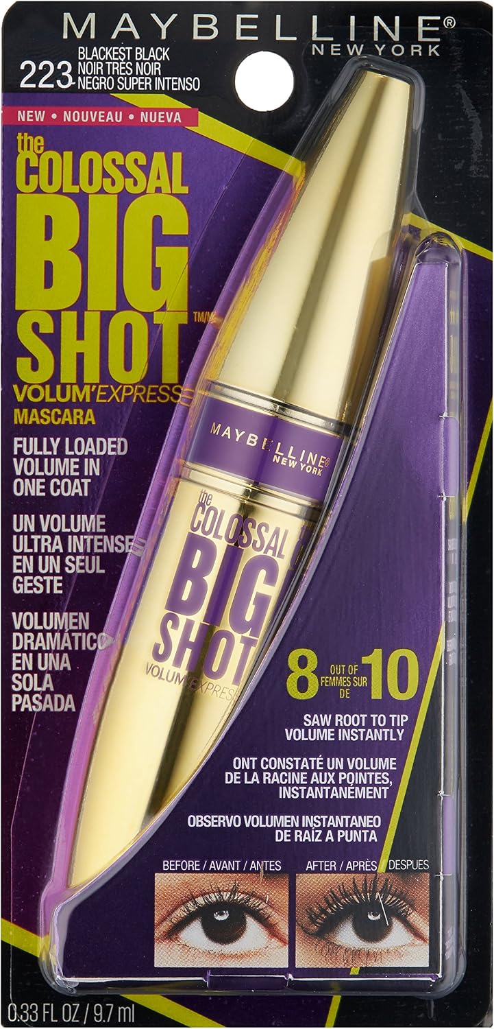 Maybelline Big Shot mascara metallic gold tube packaging