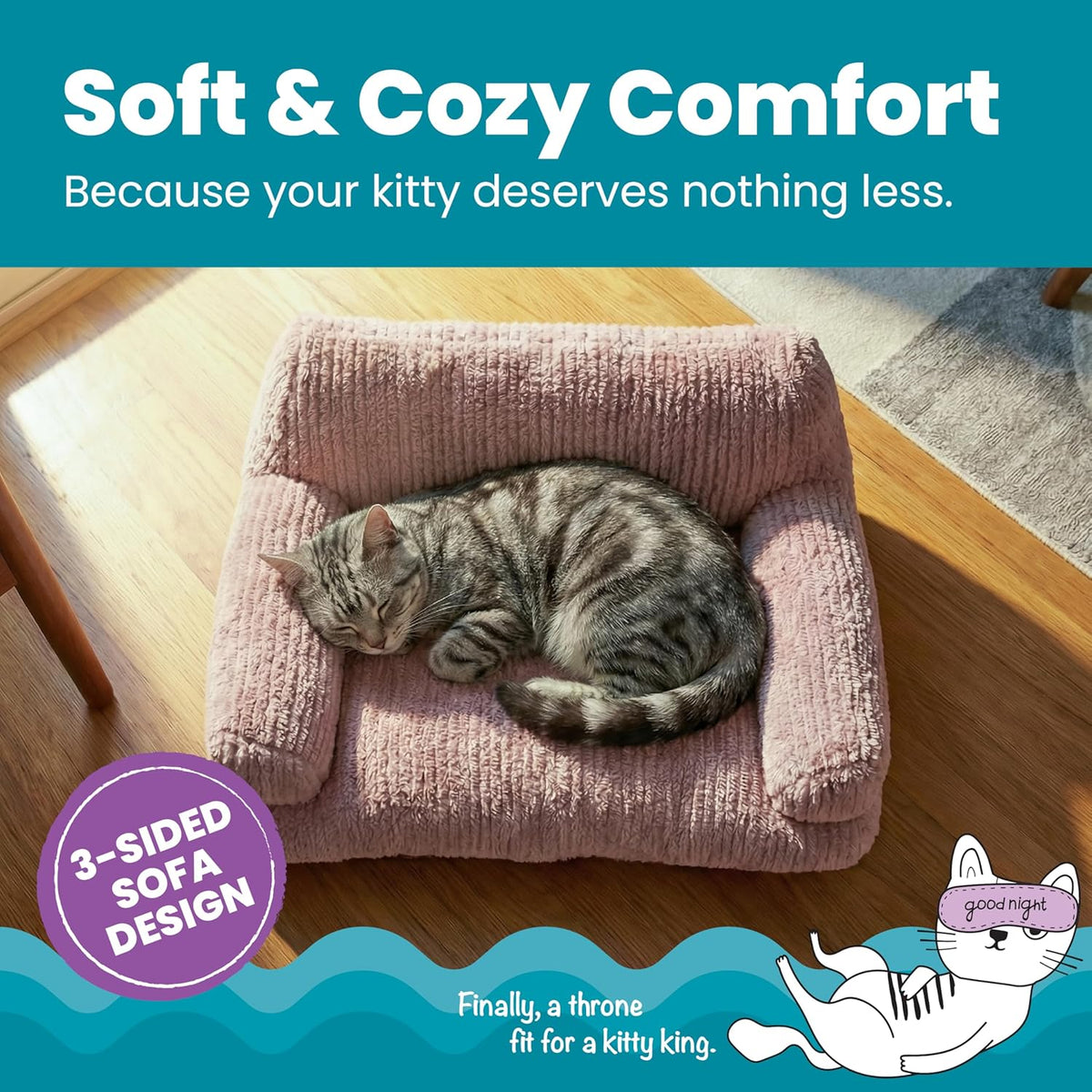 Catstages Chillin' Cat Couch angle view with soft bolsters
