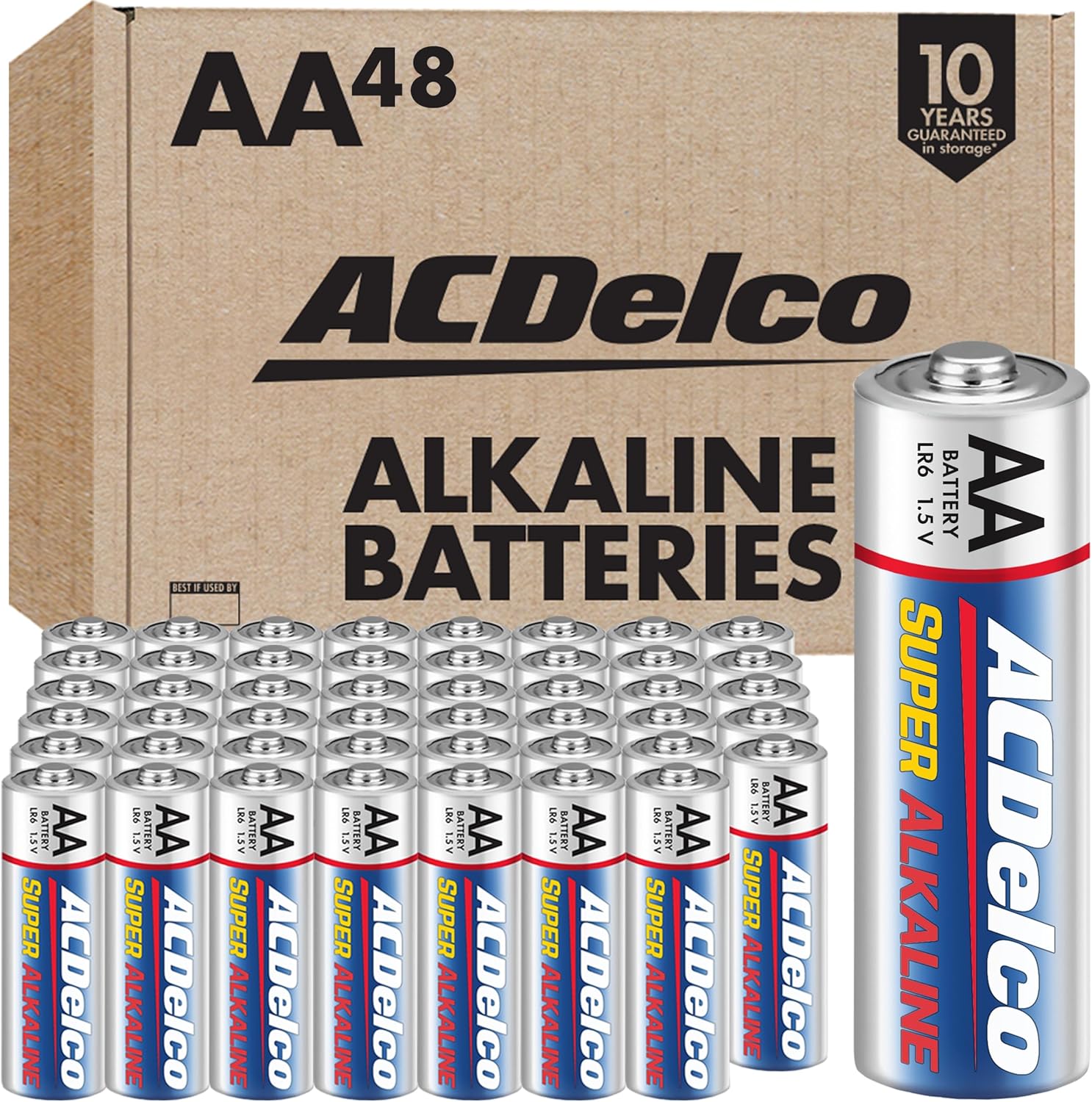 Powermax ACDelco forty eight count double AA batteries front view box packaging