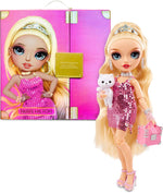 Rainbow High Paris Hilton collector doll front view showcasing blonde hair and pink outfit