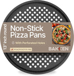 Bakken Pizza Baking Pan - Round Perforated Carbon Steel Pan with Non-Stick Marble Coating, Oversized Silicone Handle, Dishwasher Safe, High-Temperature Resistant, Durable & Easy Cleanup White, 2 Pack - Image 15