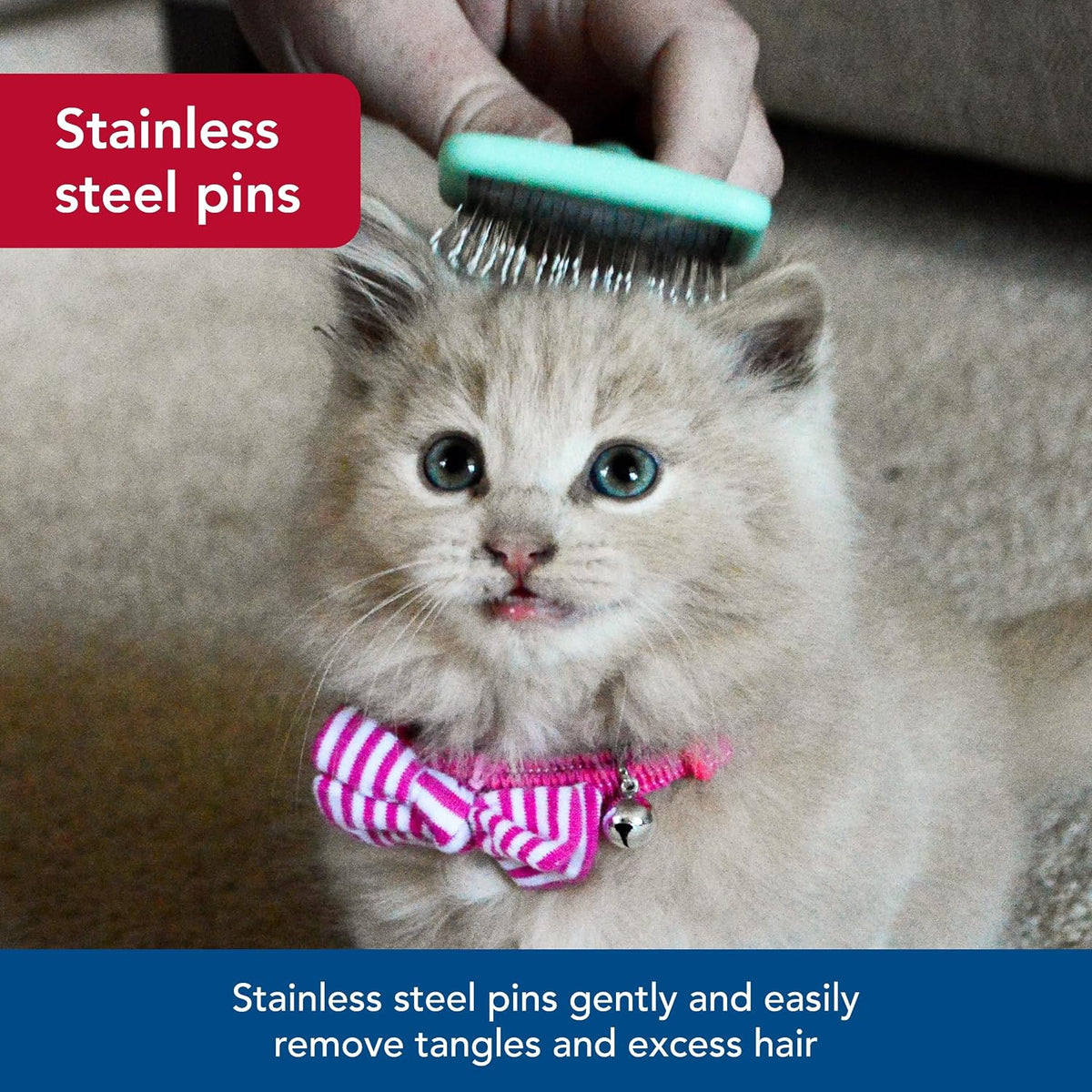 Side profile of Coastal Pet wire pin slicker brush for kitten shedding control