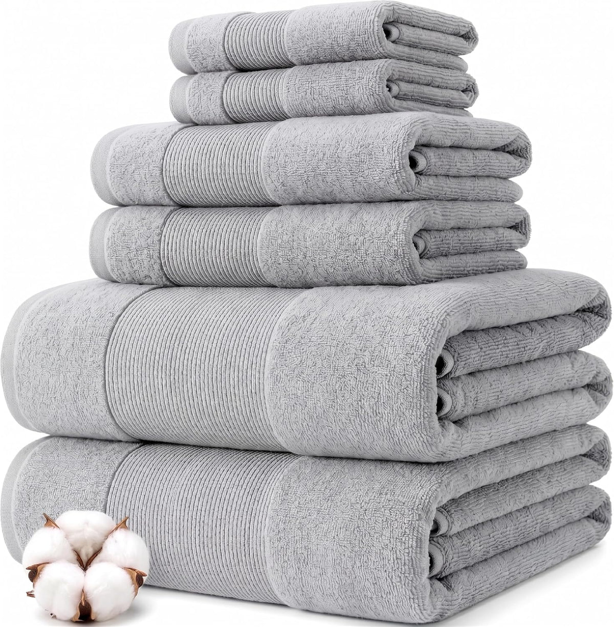 Modern Threads Air Cloud 6-Piece Towel Set - 100% Zero-Twist Cotton, 500 GSM, Quick Dry & Plush, Blue - Image 11