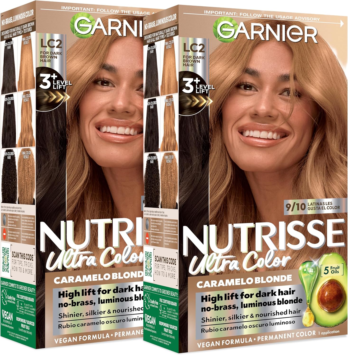 Garnier Nutrisse Ultra Color LC2 Dark Blonde permanent hair dye box front view
