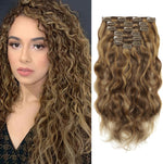 Caliee natural wave curly clip in extensions front view