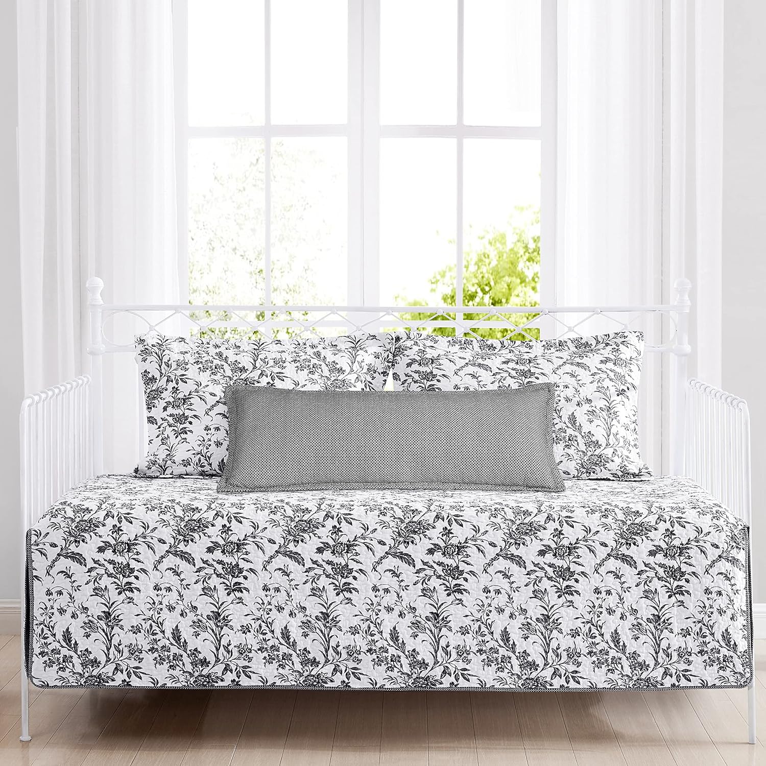 Laura Ashley Home - Daybed Set, Lightweight Bedding with Matching Shams & Pillow Cover, Home Decor for All Seasons (Amberley Black, Daybed) - Image 1