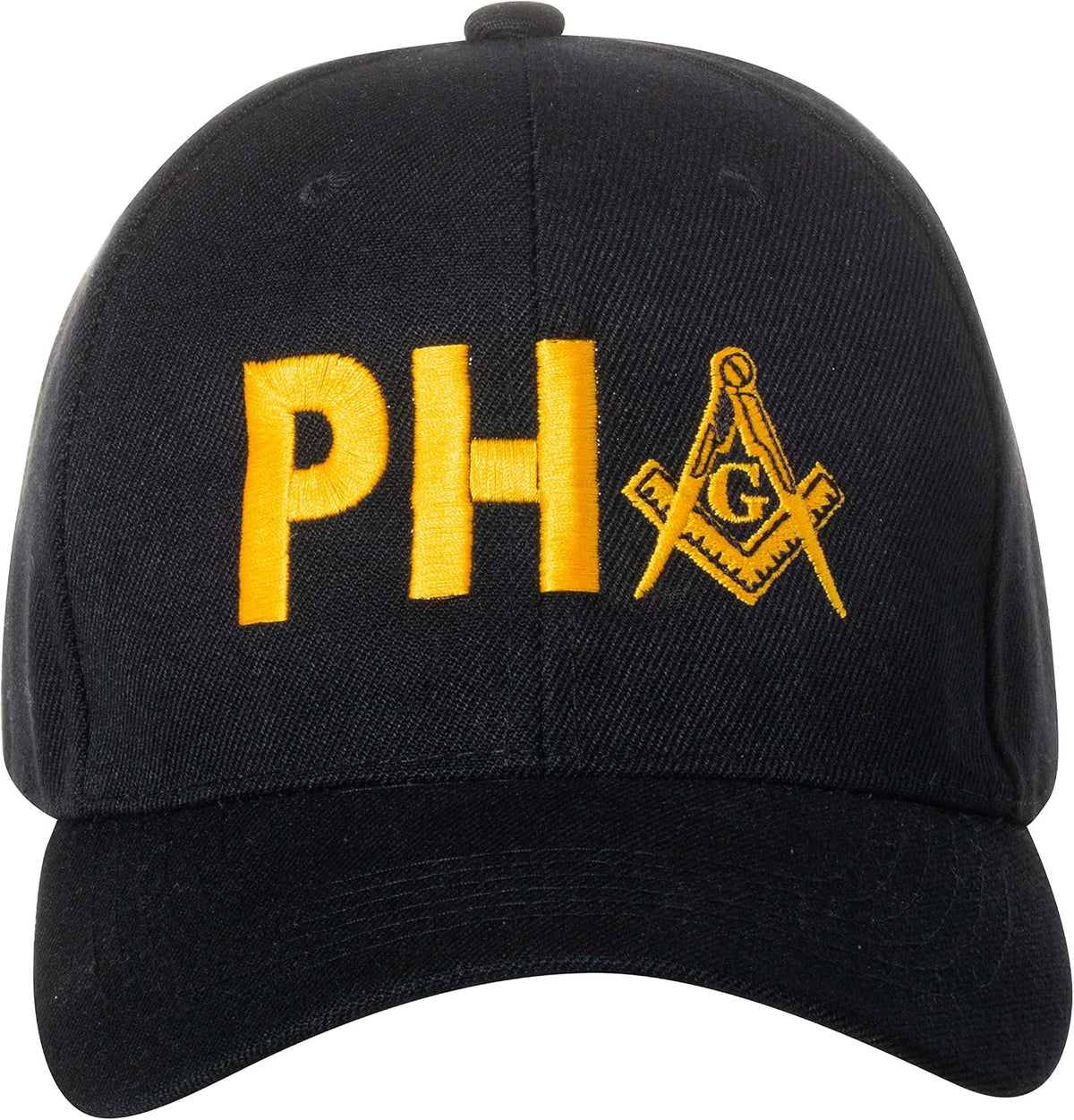 Artisan Owl Prince Hall Freemasons baseball cap front view with gold embroidery