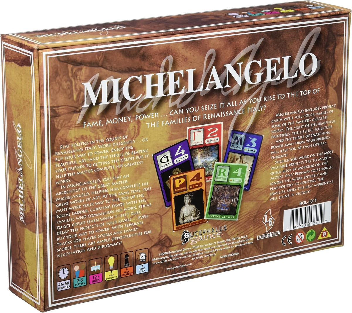 Bucephalus Michelangelo strategy board game components board and chips