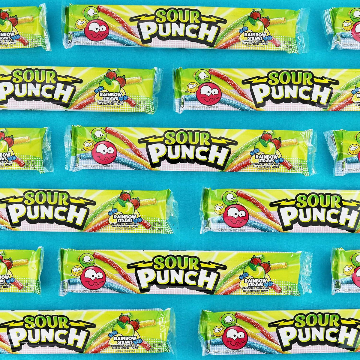 Authentic USA-imported Sour Punch straws packaging showing nutrition facts.