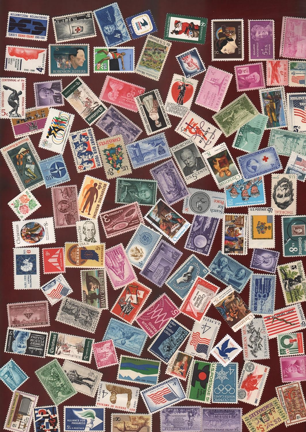 Stamp Collectors! Nice Large Lot Of 100 Vintage Mint Us Postage Stamps All Stamps Are New, Mint Condition ~ Each Packet Is Different! (Reference Picture Only) - Image 1