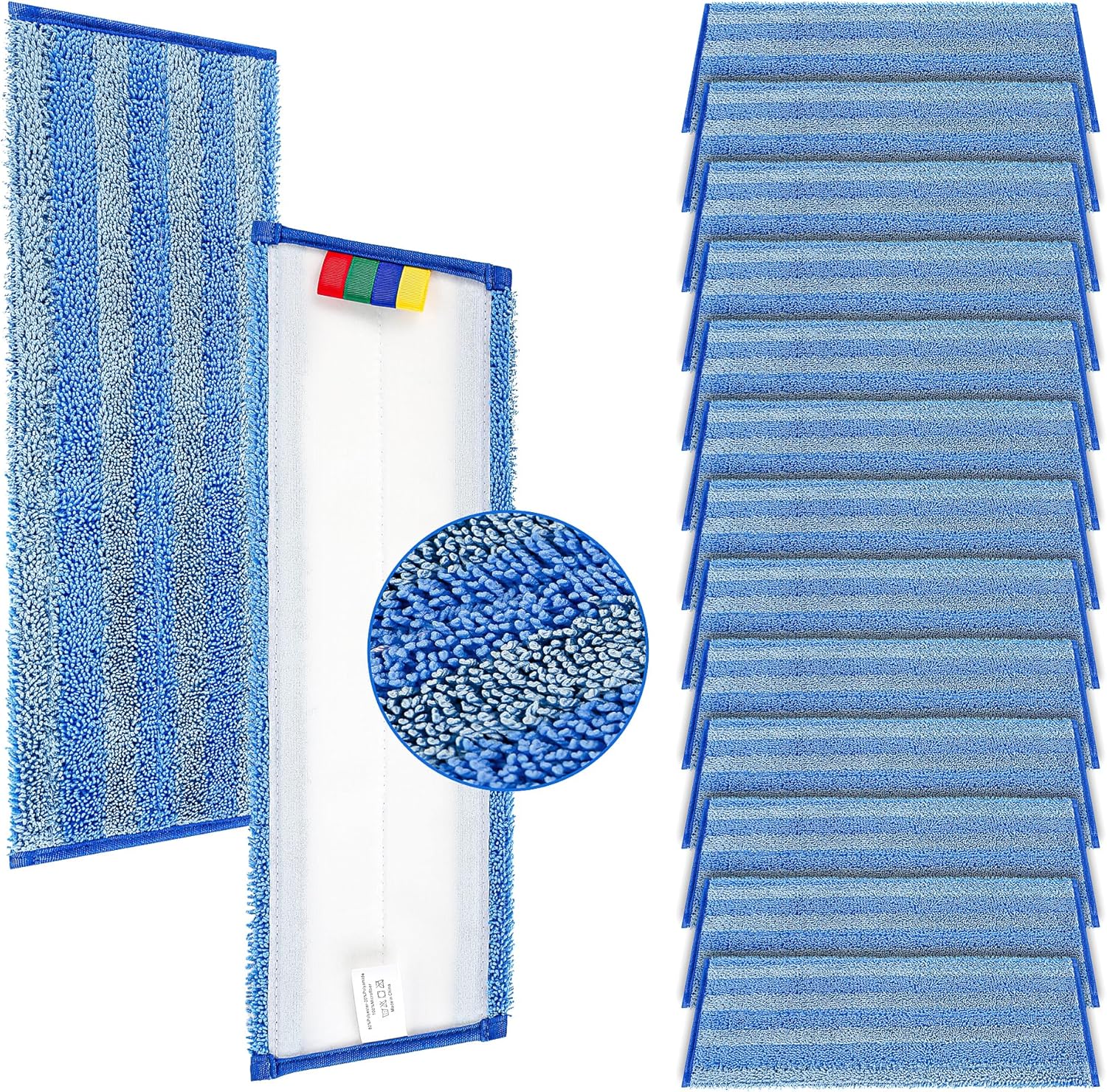 15 Pack Replacement Microfiber Mop Pad – Universal 17-18" Heavy Duty Reusable Refill – Thick Commercial Cleaning Pad for Wet & Dry Use - 18in Flat Mop Head (Trapezoid) - Image 1