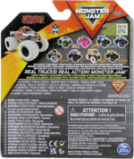 Monster Jam diecast truck packaging featuring QR code