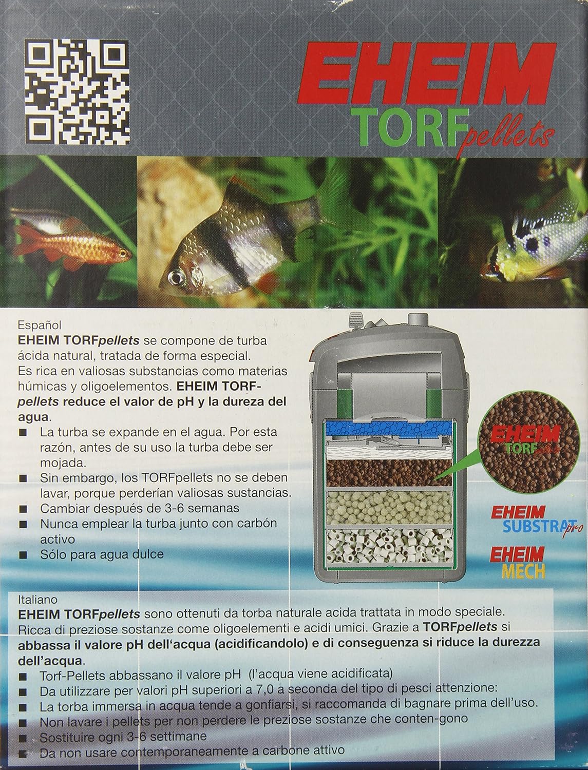 Eheim aquarium filter peat packaging and net bag