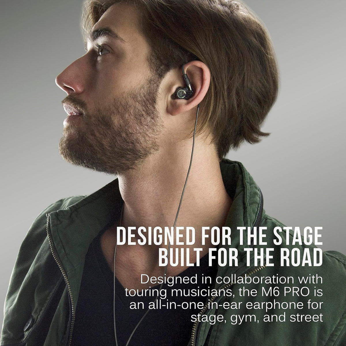 MEE audio M6 PRO headphones showing detachable cables and connectors