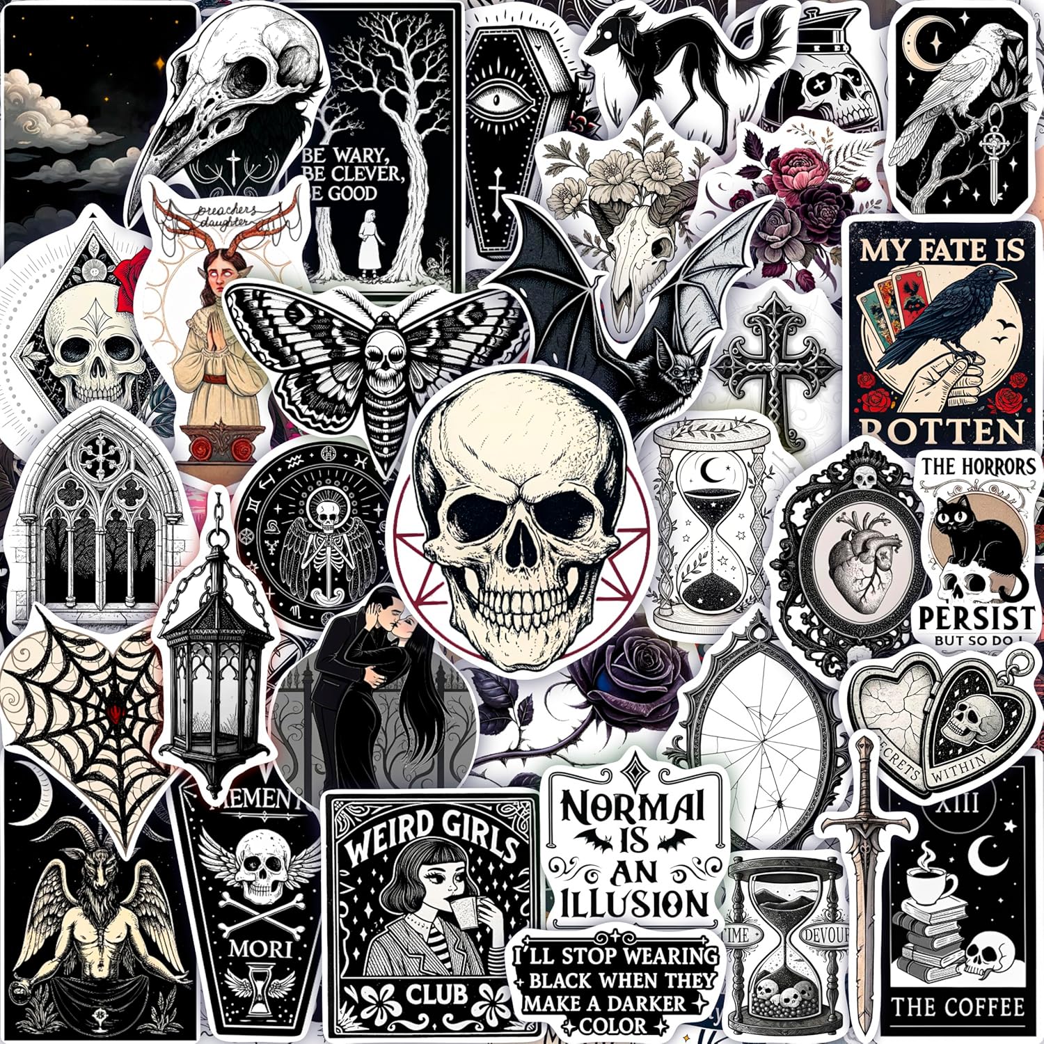 BulbaCraft 100 piece gothic vinyl sticker set front view