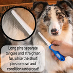 Horicon Pet stainless steel undercoat rake showing how easily loose pet fur is cleared away