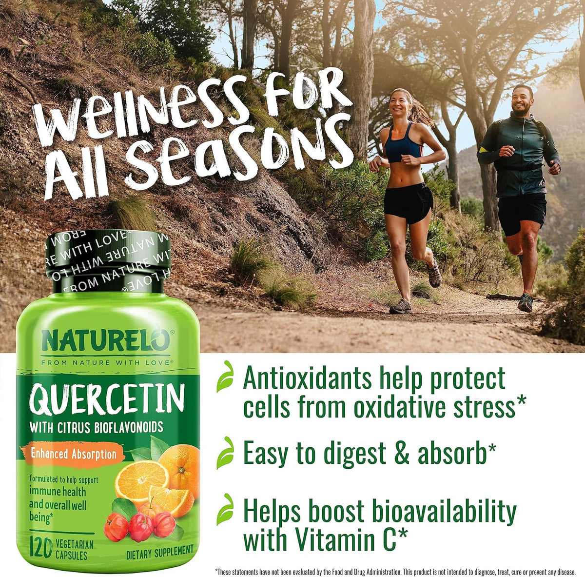 NATURELO Quercetin dietary supplement packaging details