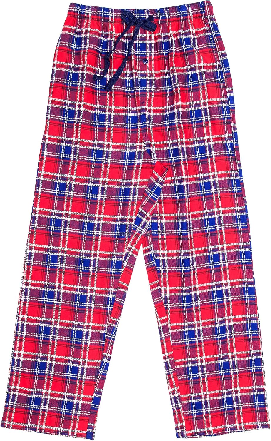 Everdream flannel pajama pants folded view showing red plaid pattern