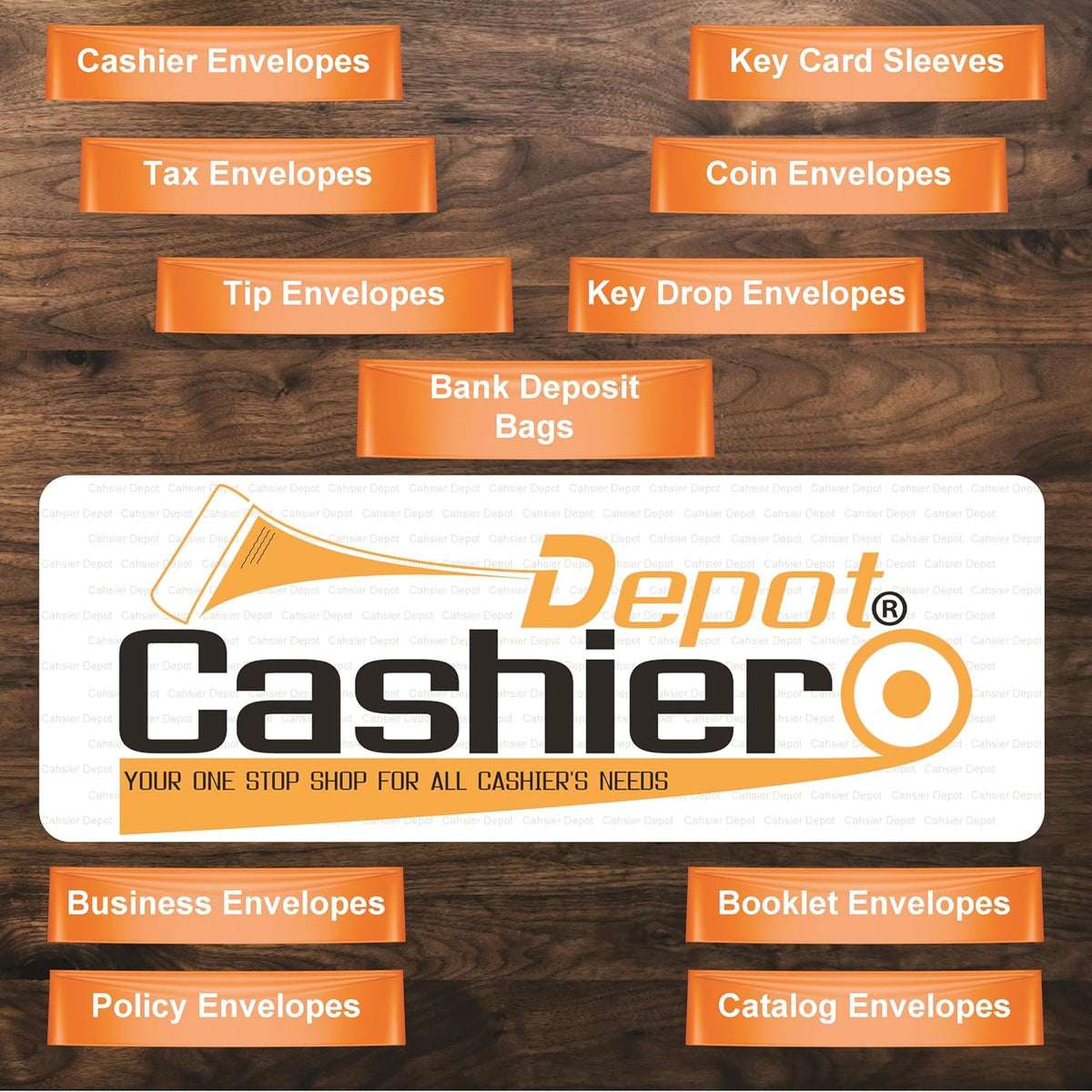 Cashier Depot service shop key drop envelope gum flap detail