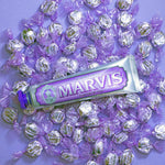 Marvis Classic Strong Mint premium Italian toothpaste texture display