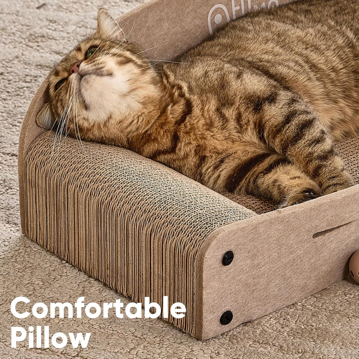 Fukumaru cardboard cat lounge with ball toy