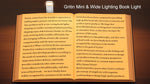 Gritin eye caring rechargeable book light illuminating open pages in a dark bedroom setting