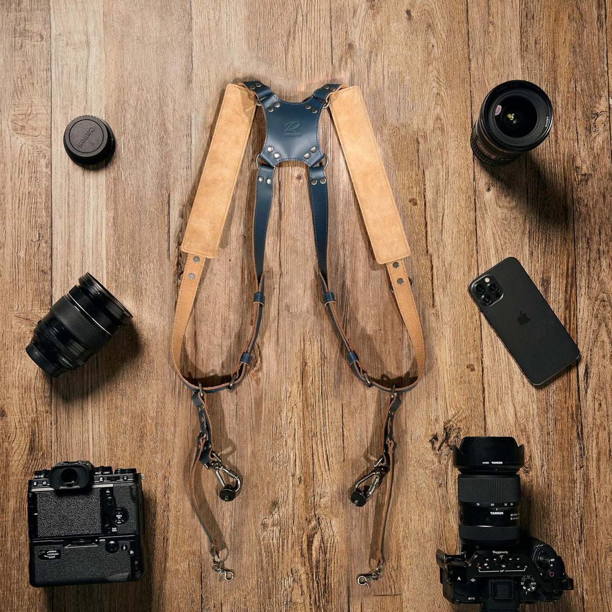 Padwa Lifestyle blue camera harness secure clip attachment