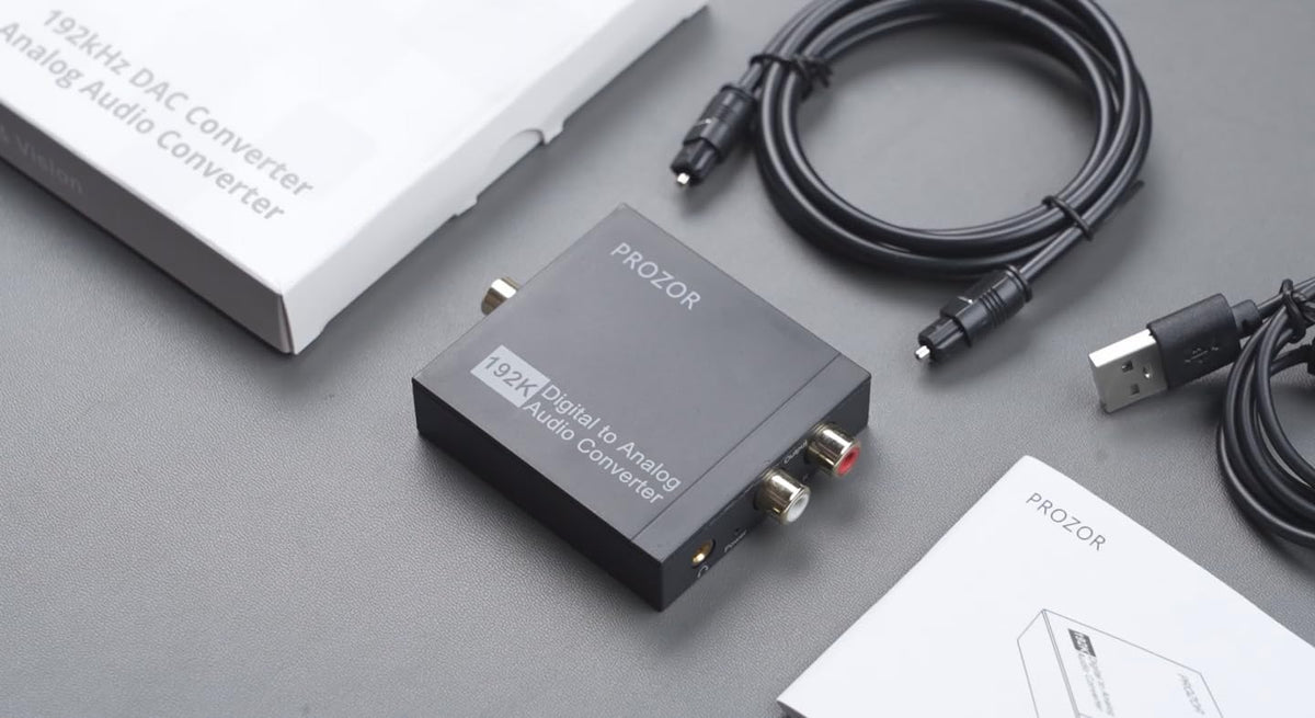 Prozor 192KHz DAC conversion device demonstrating direct volume dial adjustment capabilities.