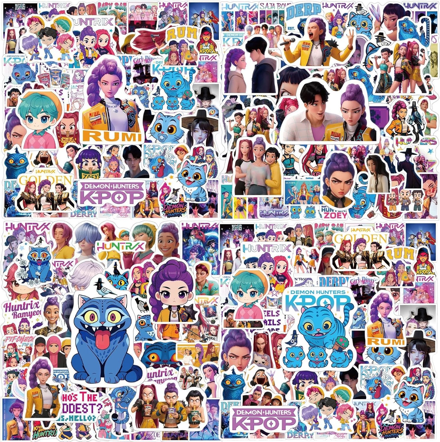 Dorjee Demon Hunters 300 Pack Kawaii Sticker set front view displaying colorful anime girl group vinyl decals.