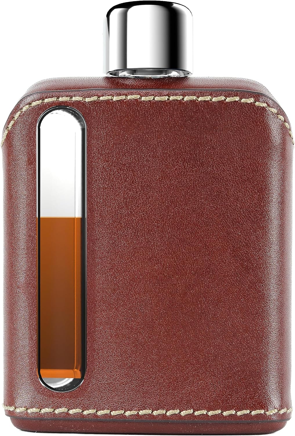 Modern Glass Hip Flask - Durable Leather Covered Flask for Whiskey, Spirits, & Other Liquor - Ideal Glass Flask for Men & Women (Single Shot 100ml, Leather Black) - Image 12